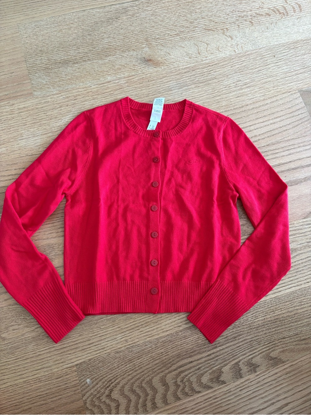 Classic Red Crewneck Button-Up Sweater - Women